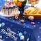 Navy Blue Birthday Party Decorations Blue Confetti Balloons Kit Happy Birthday Photography Backdrop Banner Tablecloths for Boys Girls Men Women Birthday Party Supplies Decor (Navy Blue and Silver)